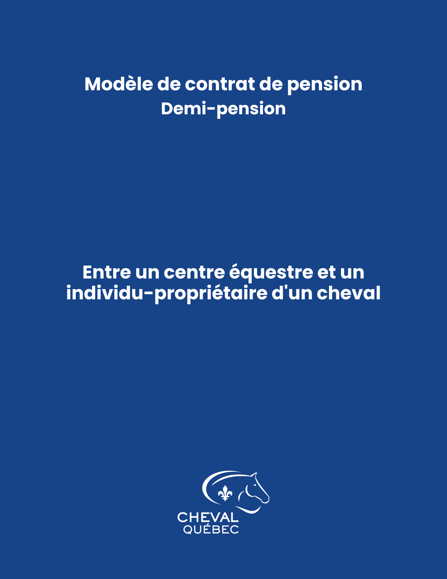 Modèle de contrat - Demi-pension entre un centre équestre et un individu-propriétaire d'un cheval